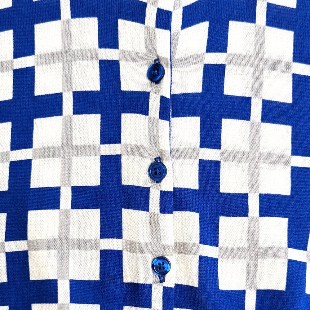 Cabi Blue Multi-Color Frame Print Button Front Lo… - image 2